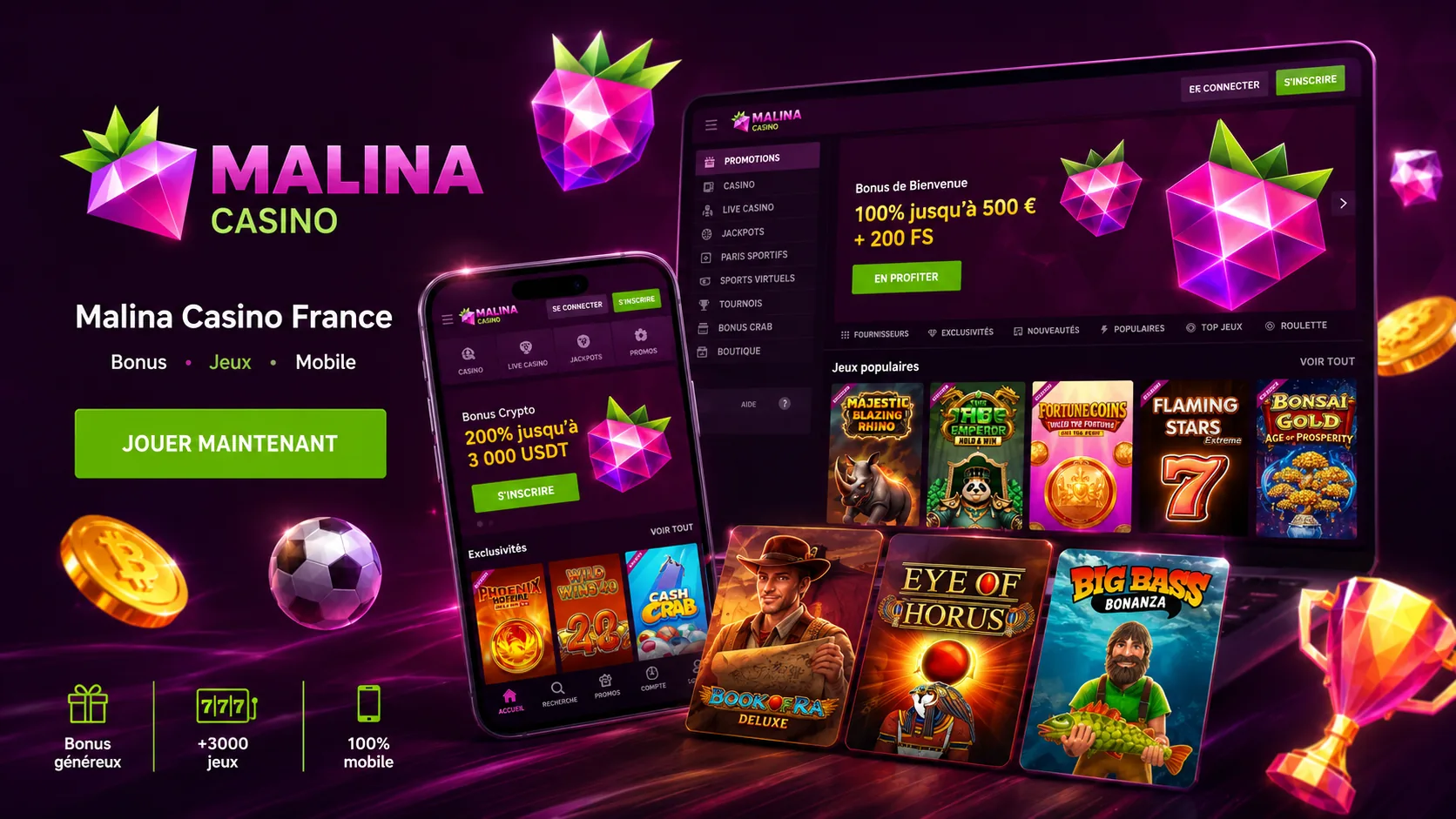 Malina Casino lobby interface